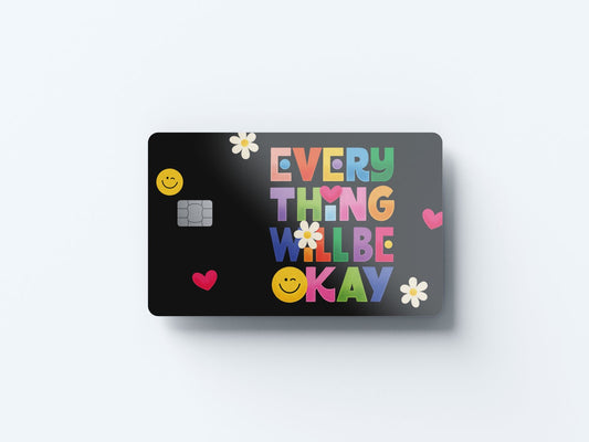Watercolor everything will be okay design | credit card sticker | small chip | credit card skin for nursery and home wall decor.