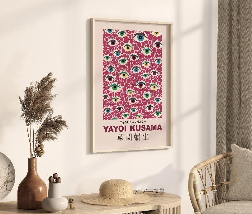 Pink Skyward Eyes Print by Yayoi Kusama