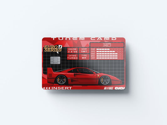 Watercolor f40 tuner card design | credit card sticker | small chip | credit card skin for nursery and home wall decor.
