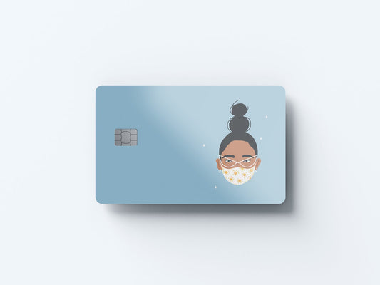 Watercolor face mask design | credit card sticker | small chip | credit card skin for nursery and home wall decor.
