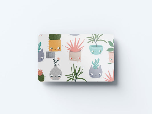 Watercolor face plant design | credit card sticker | small chip | credit card skin for nursery and home wall decor.