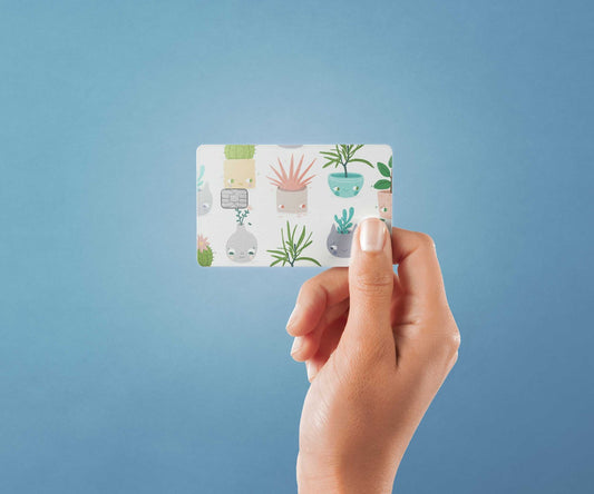 Watercolor face plant design | credit card sticker | small chip | credit card skin for nursery and home wall decor.