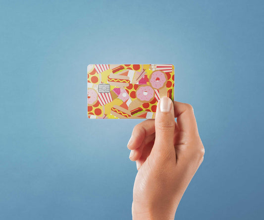 Watercolor fast food design | credit card sticker | small chip | credit card skin for nursery and home wall decor.