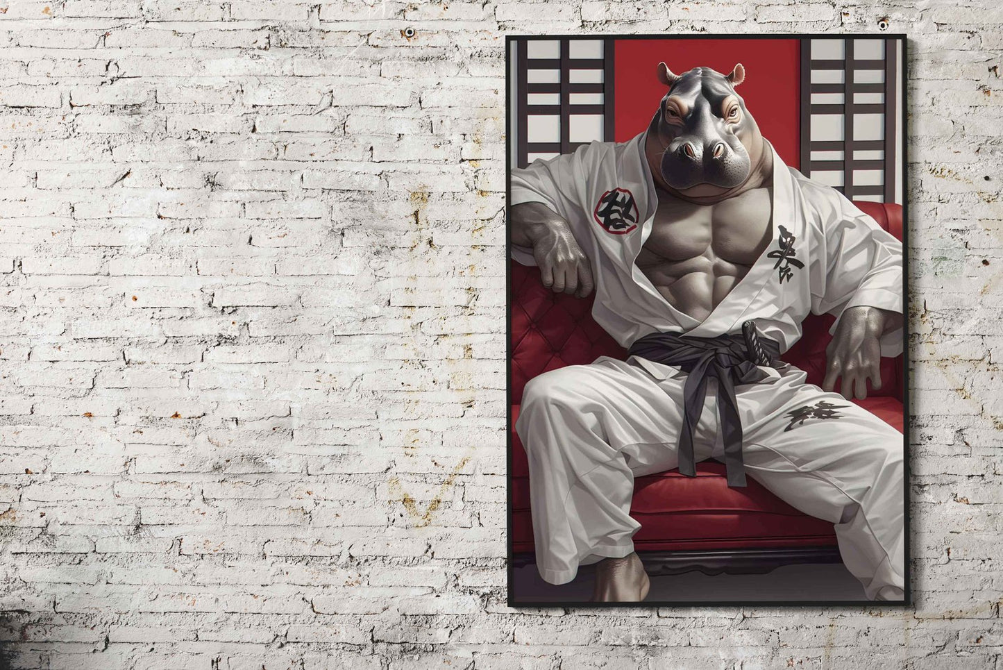fat animal samurai Asian Style Poster | Wall Art for Home & Office | High-Quality Print