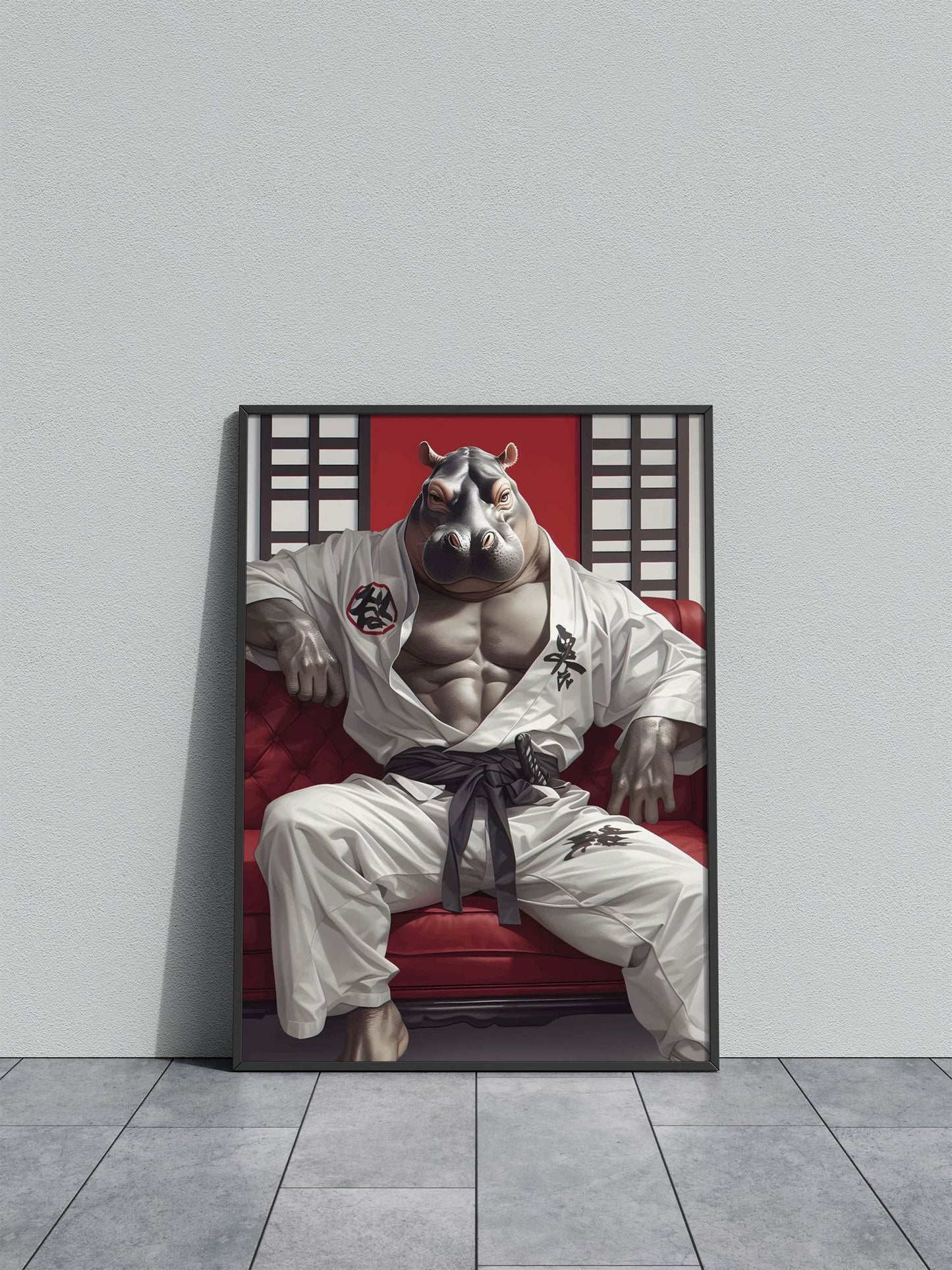fat animal samurai Asian Style Poster | Wall Art for Home & Office | High-Quality Print