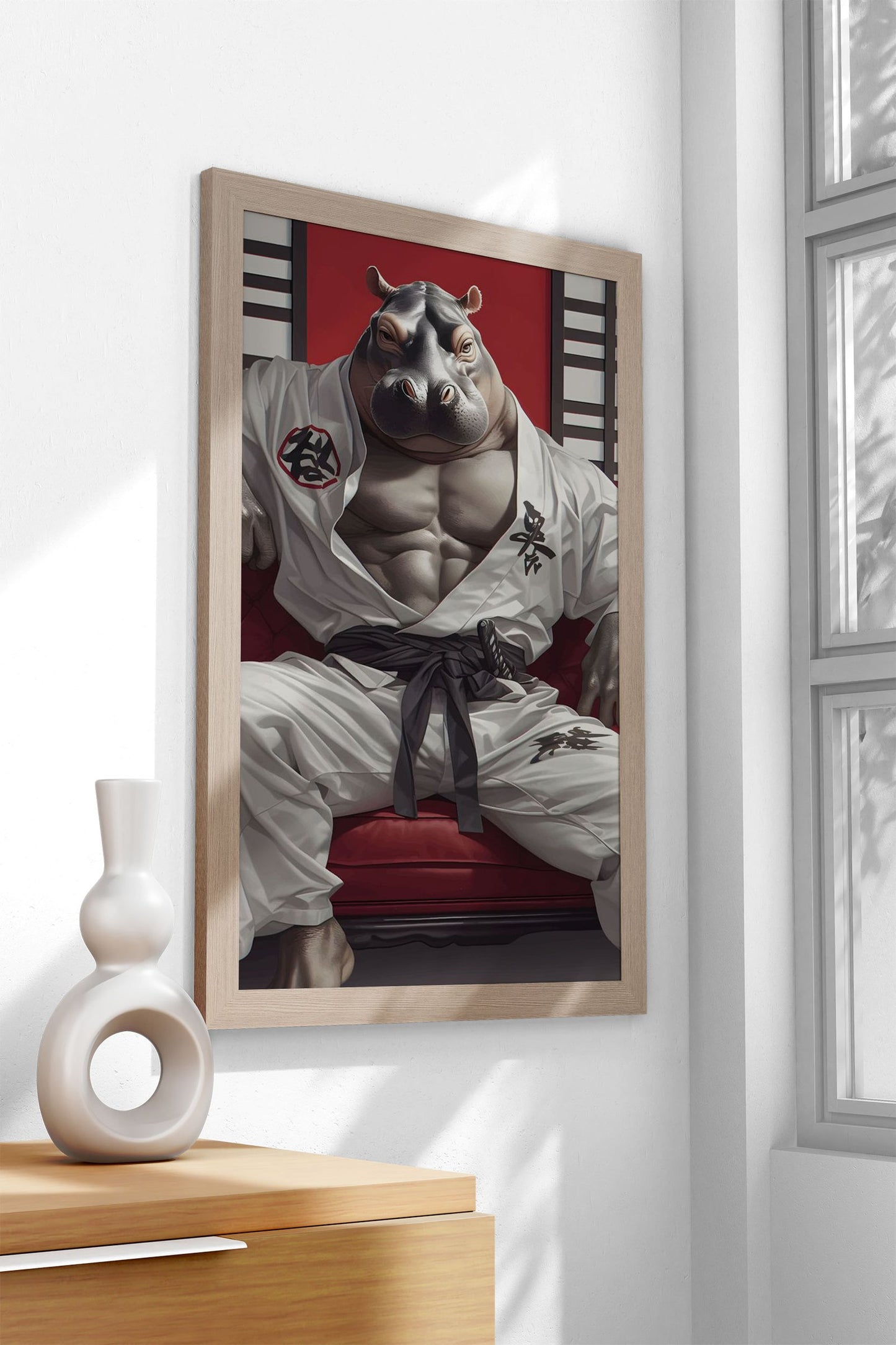 fat animal samurai Asian Style Poster | Wall Art for Home & Office | High-Quality Print