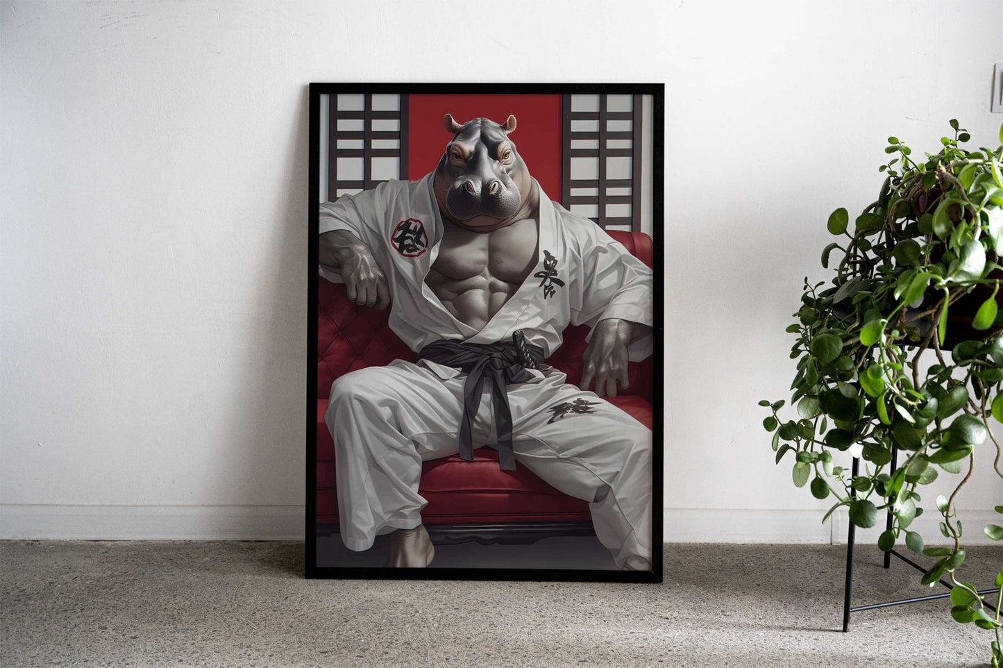 fat animal samurai Asian Style Poster | Wall Art for Home & Office | High-Quality Print
