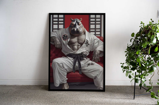 fat animal samurai Asian Style Poster | Wall Art for Home & Office | High-Quality Print - High-Quality Visual Display