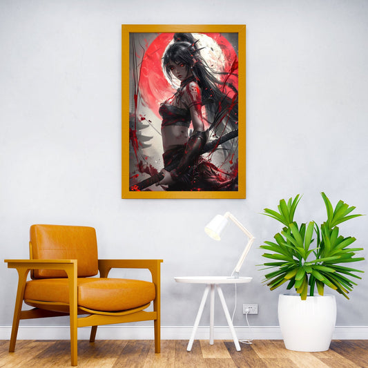 female samurai with katana Asian Style Poster | Wall Art for Home & Office | High-Quality Print - High-Quality Visual Display