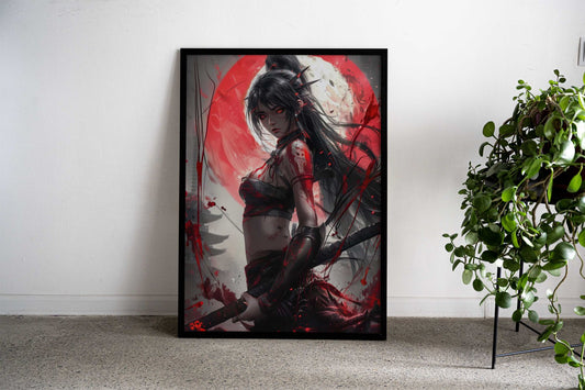 female samurai with katana Asian Style Poster | Wall Art for Home & Office | High-Quality Print - High-Quality Visual Display