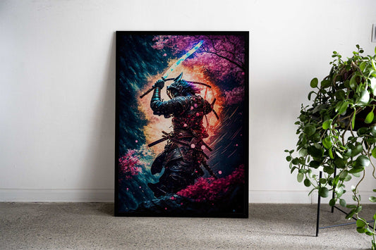fighting japanese samurai Asian Style Poster | Wall Art for Home & Office | High-Quality Print - High-Quality Visual Display