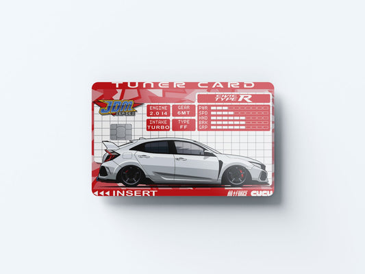 Watercolor fk8 civic tuner card design | credit card sticker | small chip | credit card skin for nursery and home wall decor.