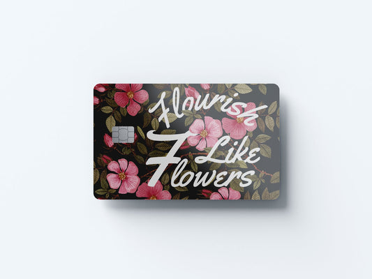 Watercolor flourish like flowers design | credit card sticker | small chip | credit card skin for nursery and home wall decor.
