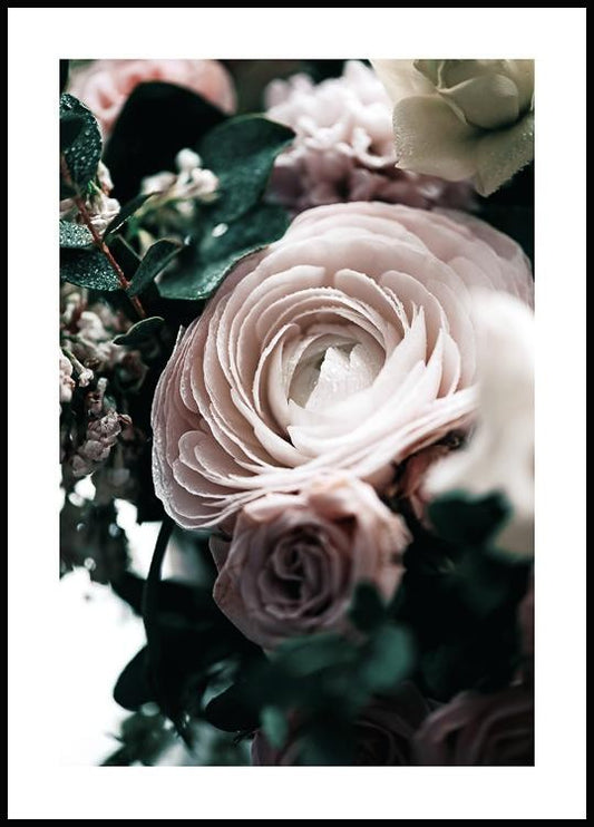 Watercolor flower bouquet poster for nursery and home wall decor.