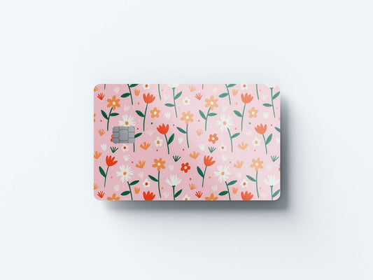 Watercolor flower in summer design | credit card sticker | small chip | credit card skin for nursery and home wall decor.