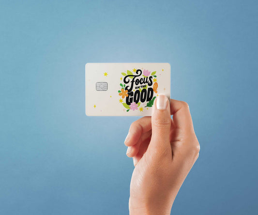 Watercolor focus on the good design | credit card sticker | small chip | credit card skin for nursery and home wall decor.