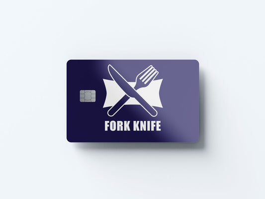 Watercolor fork knife design | credit card sticker | small chip | credit card skin for nursery and home wall decor.