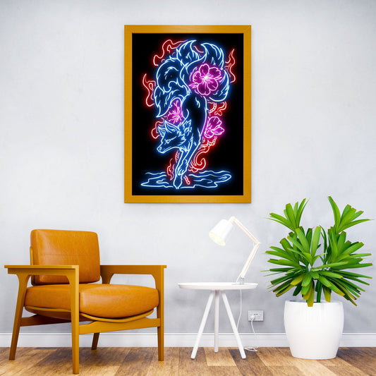 fox kitsune neon Asian Style Poster | Wall Art for Home & Office | High-Quality Print - High-Quality Visual Display
