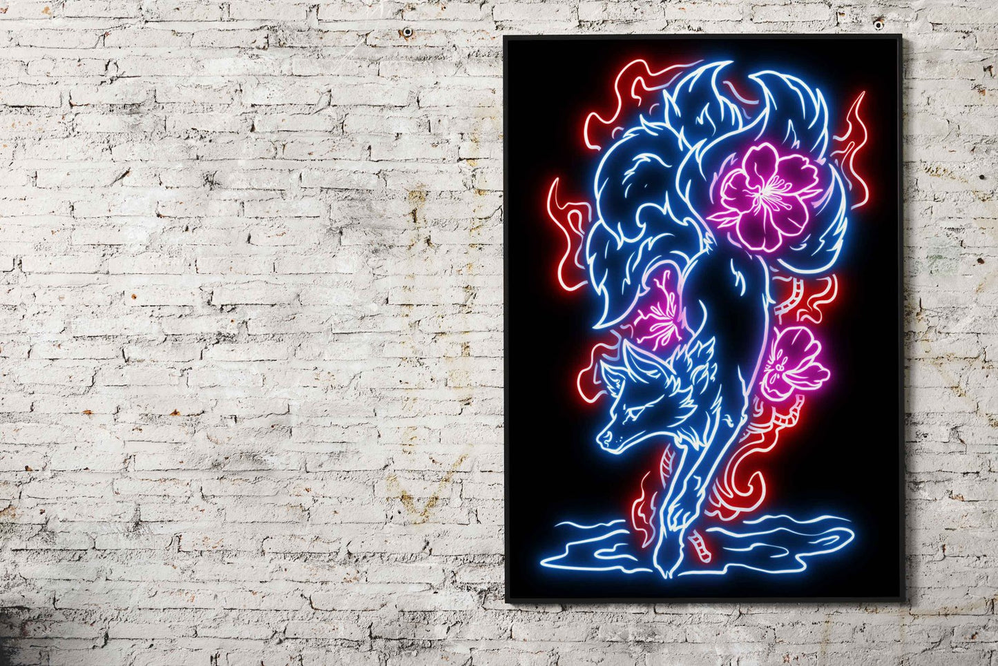 fox kitsune neon Asian Style Poster | Wall Art for Home & Office | High-Quality Print