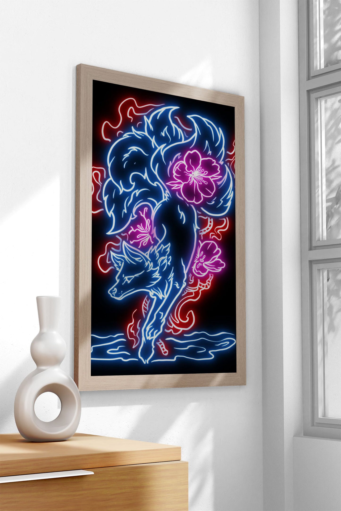 fox kitsune neon Asian Style Poster | Wall Art for Home & Office | High-Quality Print