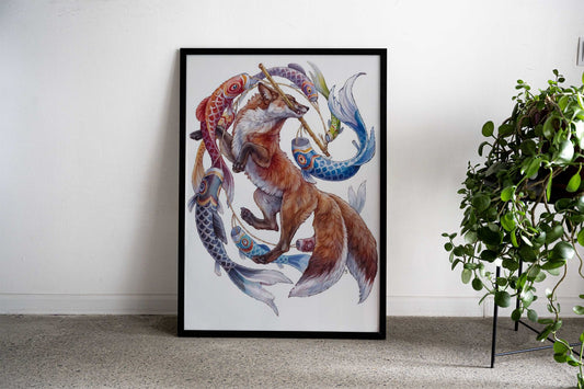 fox koinobori Asian Style Poster | Wall Art for Home & Office | High-Quality Print - High-Quality Visual Display
