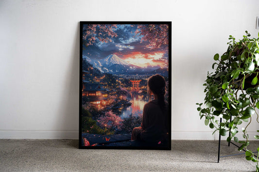 fuji torii gate at sunset Asian Style Poster | Wall Art for Home & Office | High-Quality Print - High-Quality Visual Display