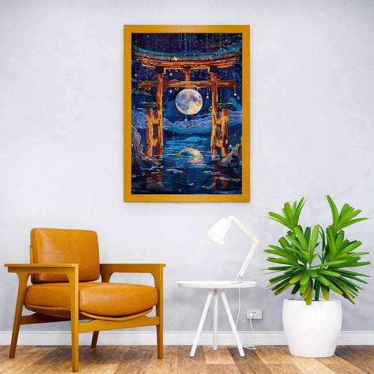 full moon torii abstract Asian Style Poster | Wall Art for Home & Office | High-Quality Print - High-Quality Visual Display