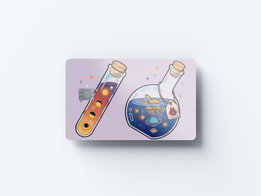 Watercolor galaxy potions design | credit card sticker | small chip | credit card skin for nursery and home wall decor.