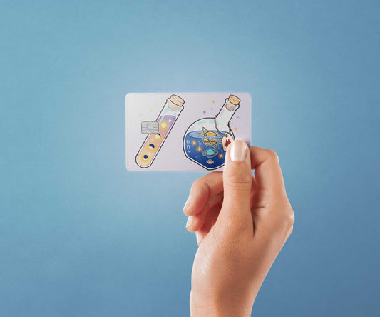 Watercolor galaxy potions design | credit card sticker | small chip | credit card skin for nursery and home wall decor.