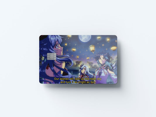 Watercolor ganyu xiao and shenhe design | credit card sticker | small chip | credit card skin for nursery and home wall decor.