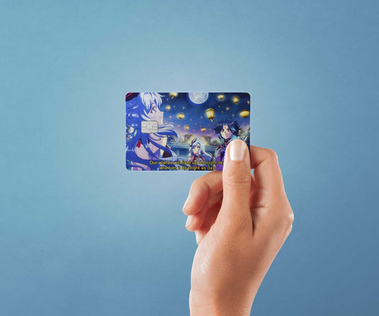 Watercolor ganyu xiao and shenhe design | credit card sticker | small chip | credit card skin for nursery and home wall decor.