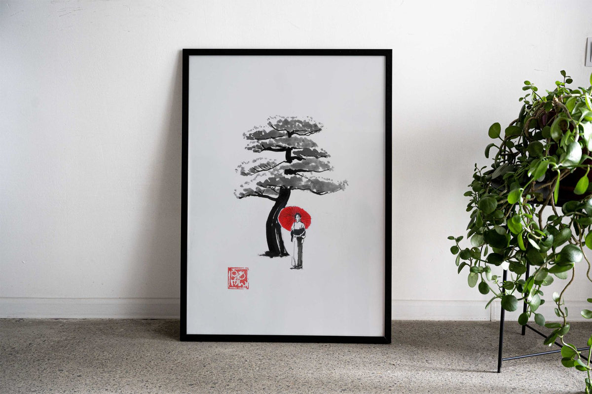 geisha and tree Asian Style Poster | Wall Art for Home & Office | High-Quality Print - High-Quality Visual Display