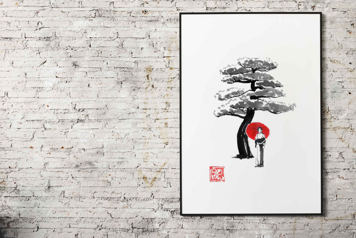 geisha and tree Asian Style Poster | Wall Art for Home & Office | High-Quality Print - High-Quality Visual Display