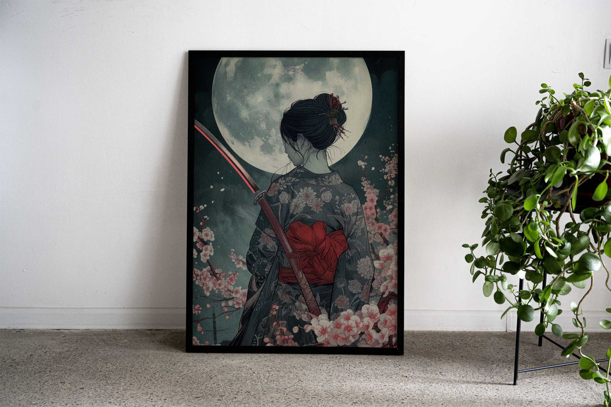 geisha cherry blsoom Asian Style Poster | Wall Art for Home & Office | High-Quality Print - High-Quality Visual Display