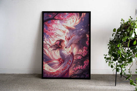 geisha fox kitsune japan Asian Style Poster | Wall Art for Home & Office | High-Quality Print - High-Quality Visual Display