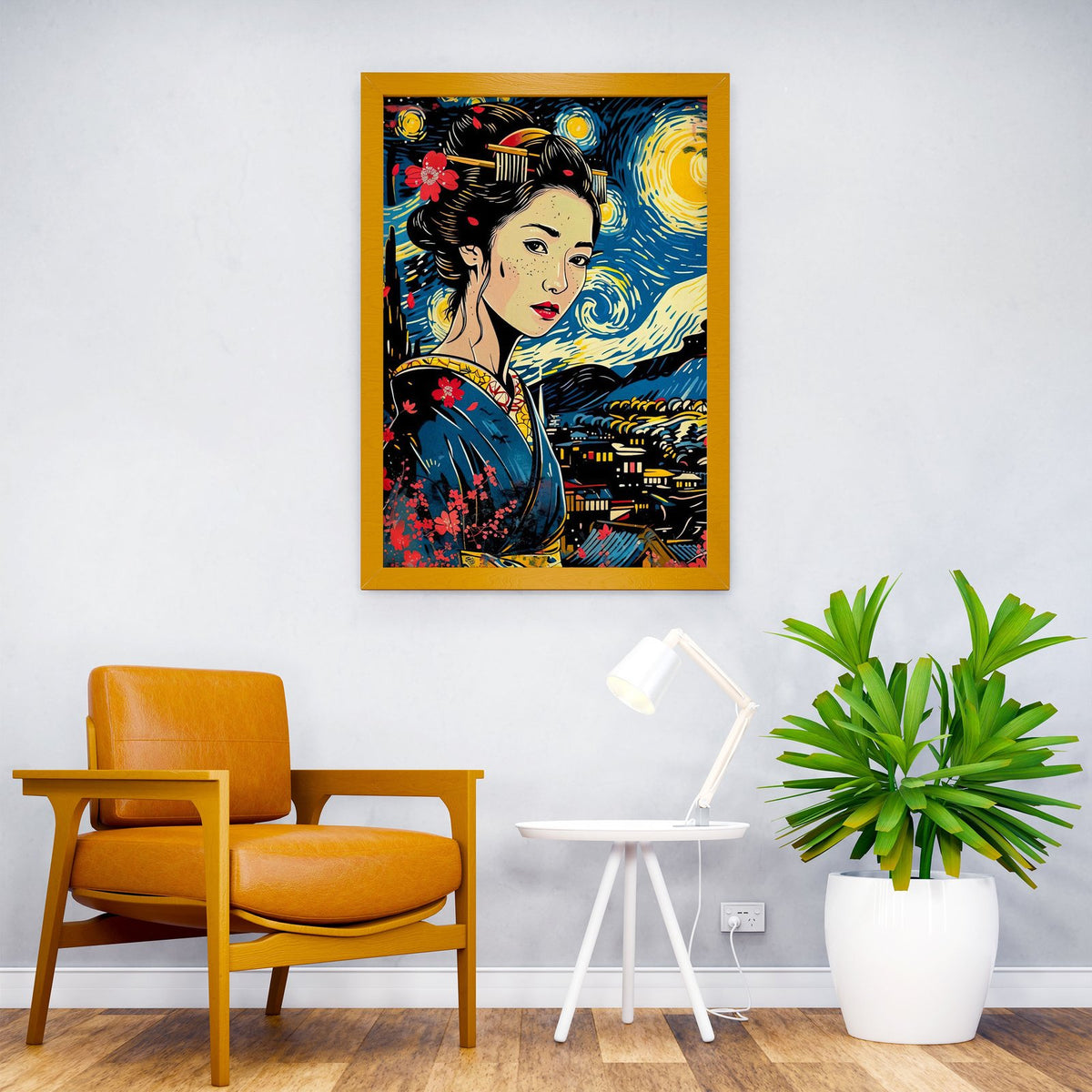 geisha japanese vangogh Asian Style Poster | Wall Art for Home & Office | High-Quality Print - High-Quality Premium Wall Art Decor Sticker
