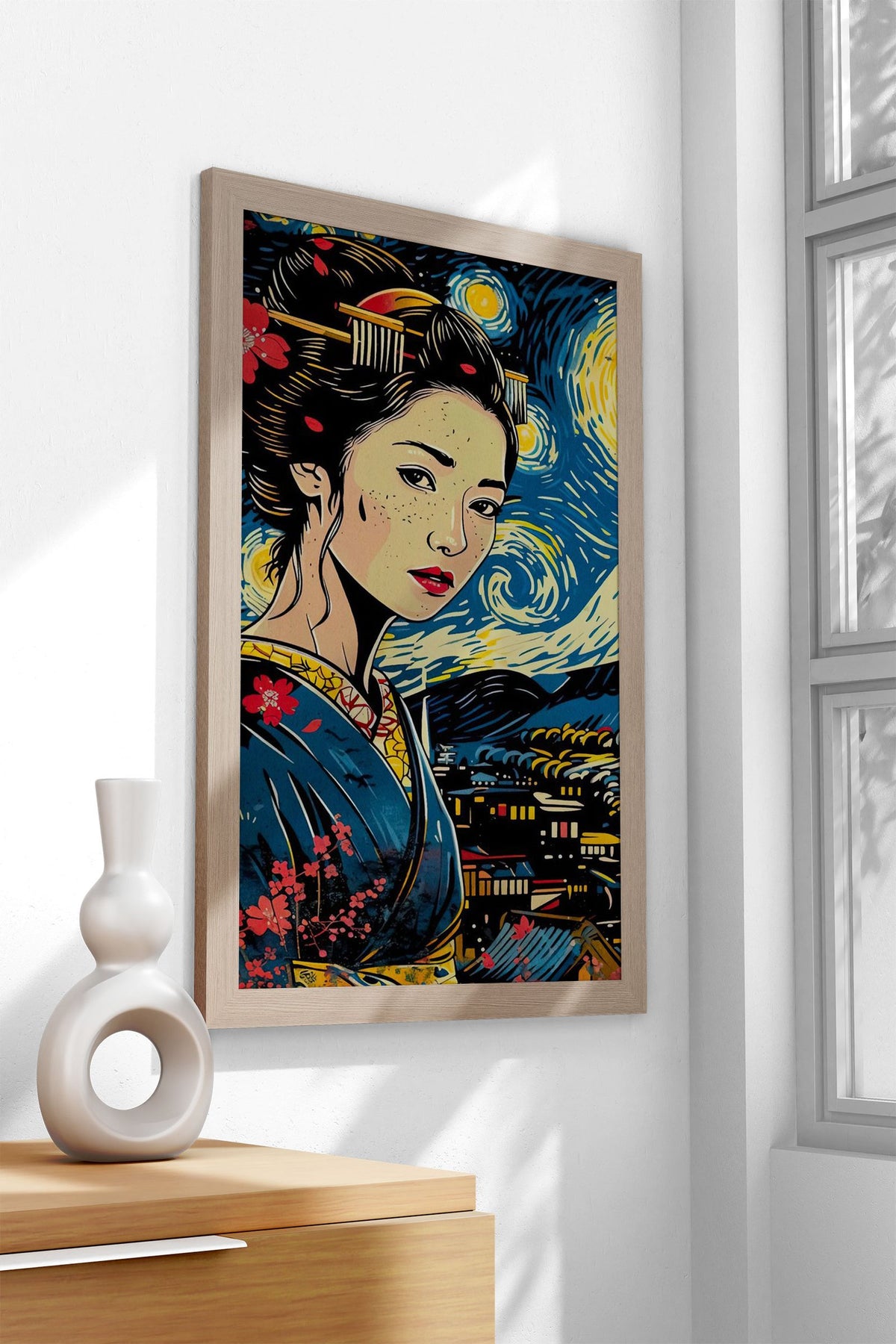 geisha japanese vangogh Asian Style Poster | Wall Art for Home & Office | High-Quality Print - High-Quality Premium Wall Art Decor Sticker