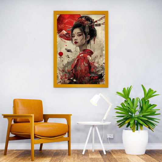 geisha red moon japan Asian Style Poster | Wall Art for Home & Office | High-Quality Print - High-Quality Visual Display