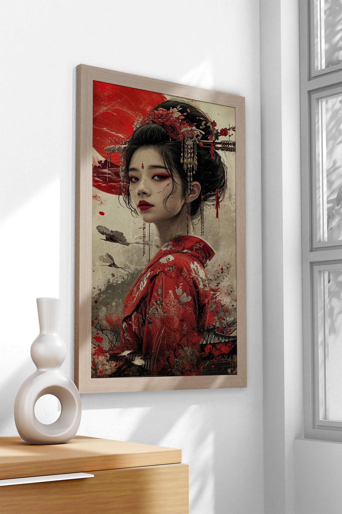 geisha red moon japan Asian Style Poster | Wall Art for Home & Office | High-Quality Print - High-Quality Visual Display