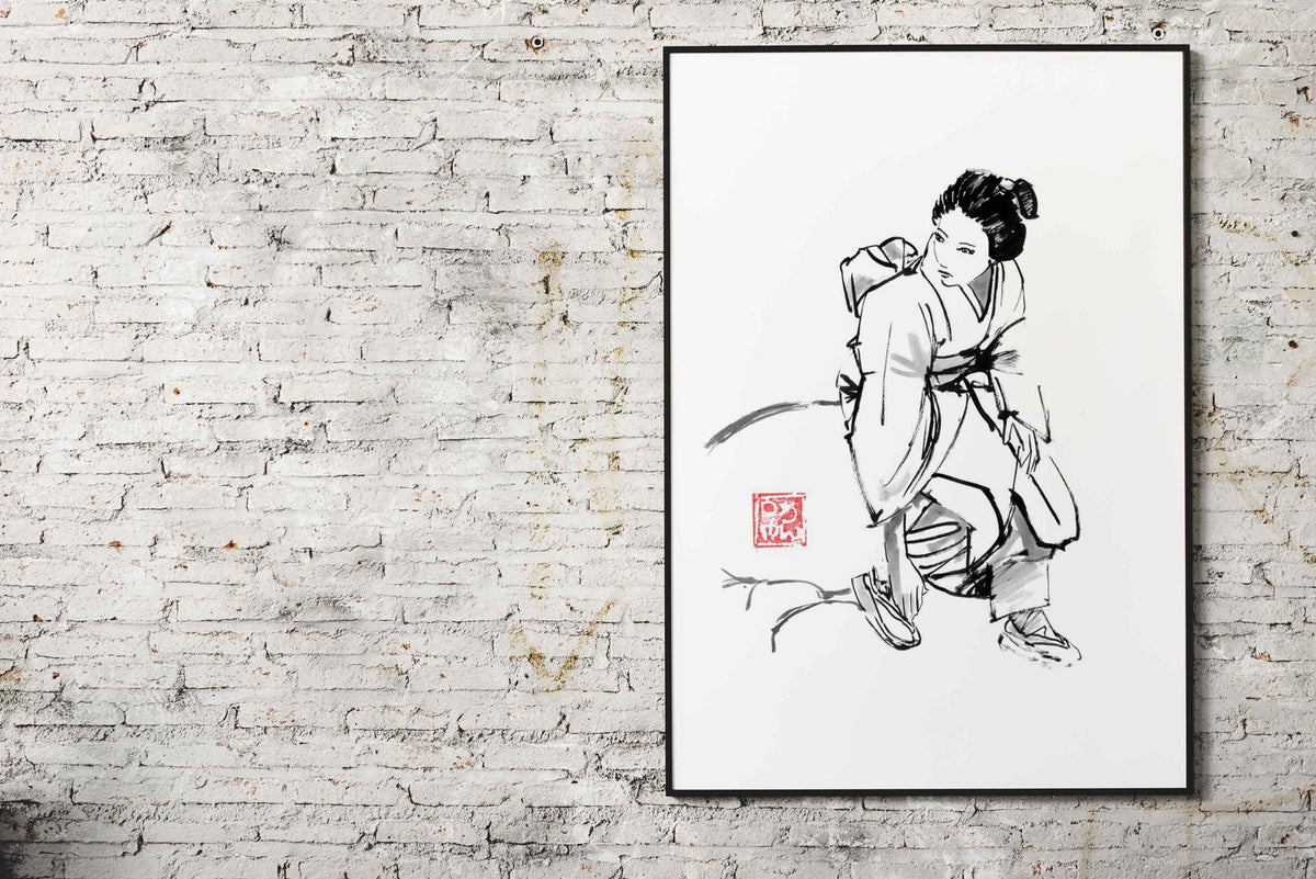 geisha watched Asian Style Poster | Wall Art for Home & Office | High-Quality Print - High-Quality Visual Display
