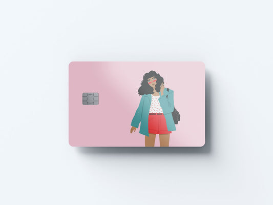 Watercolor girl smoking design | credit card sticker | small chip | credit card skin for nursery and home wall decor.