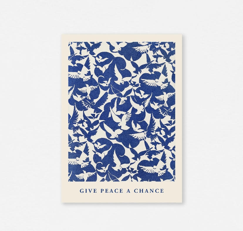 Blue Print of 'Give Peace a Chance' - High-Quality Premium Wall Art Decor Sticker