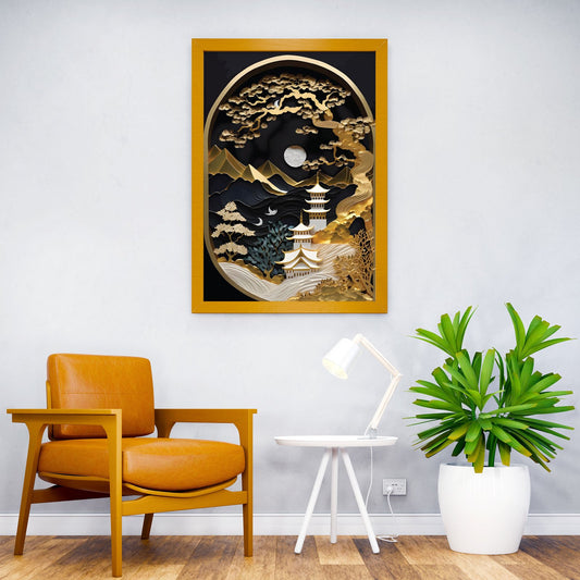 gold japanese art Asian Style Poster | Wall Art for Home & Office | High-Quality Print - High-Quality Visual Display