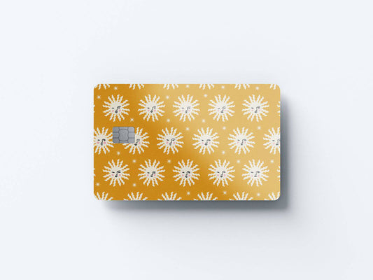 Watercolor golden suns design | credit card sticker | small chip | credit card skin for nursery and home wall decor.