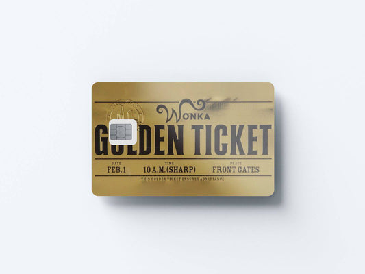Watercolor golden ticket design | credit card sticker | small chip | credit card skin for nursery and home wall decor.