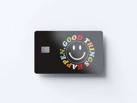 Watercolor good things happen design | credit card sticker | small chip | credit card skin for nursery and home wall decor.