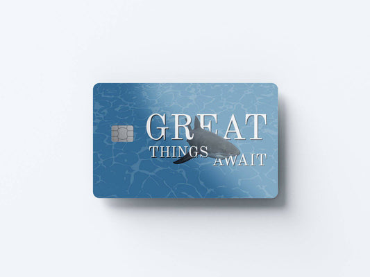 Watercolor great things await design | credit card sticker | small chip | credit card skin for nursery and home wall decor.