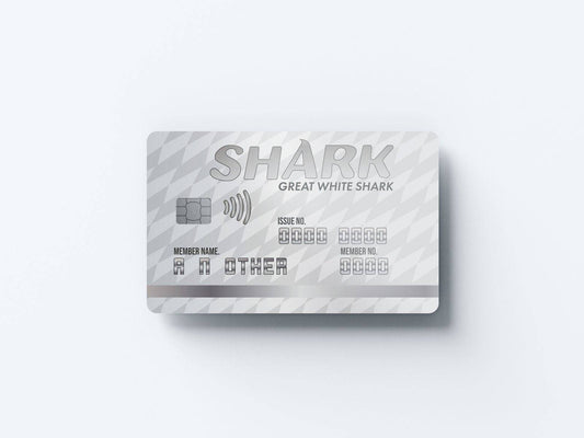 Watercolor great white shark card design | credit card sticker | small chip | credit card skin for nursery and home wall decor.