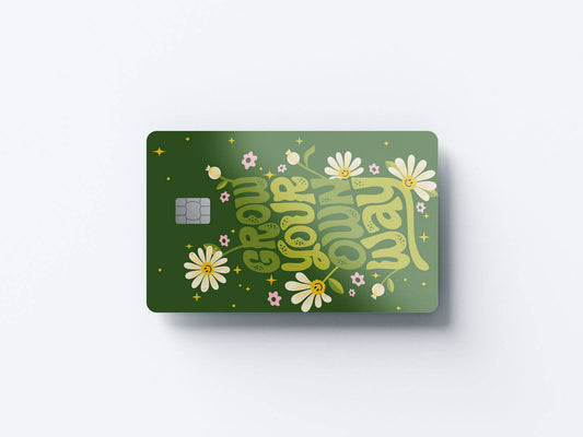 Watercolor grow your own way design | credit card sticker | small chip | credit card skin for nursery and home wall decor.