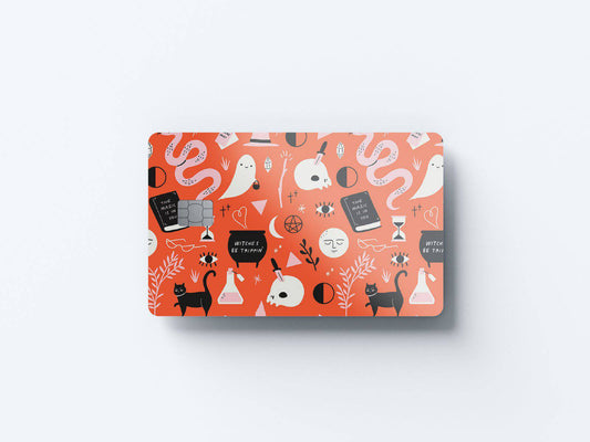 Watercolor halloween pattern design | credit card sticker | small chip | credit card skin for nursery and home wall decor.